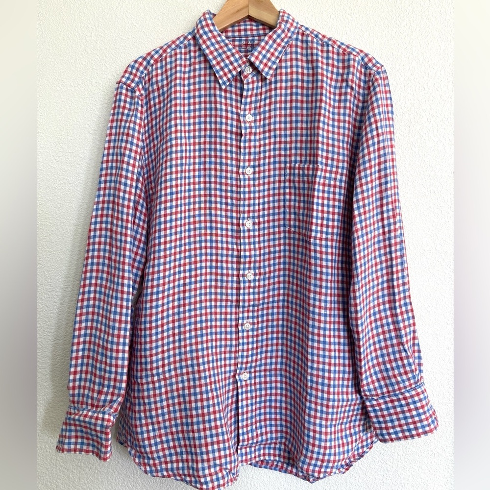 J.Crew mens Baird McNutt Irish linen plaid top
